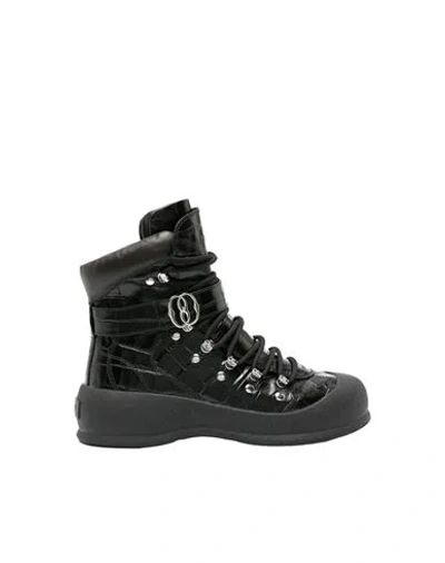 Bally Embossed-crocodile Lace-up Boots In Black