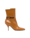 Bally Odeya Leather Ankle Boots With Pointed Toe And Stiletto Heel In Brown