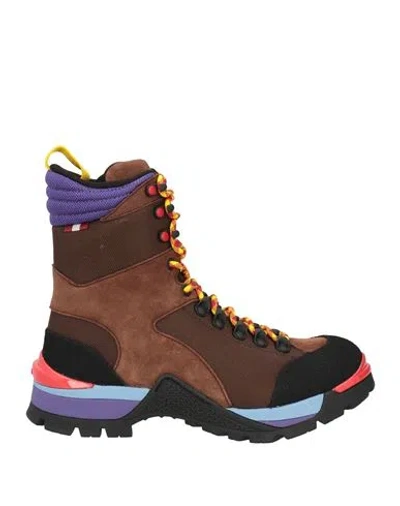 Bally Hike Woman Ankle Boots Chocolate Brown Size 5.5 Leather, Textile Fibers