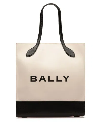 Bally Bar Keep On Cotton Tote Bag In White