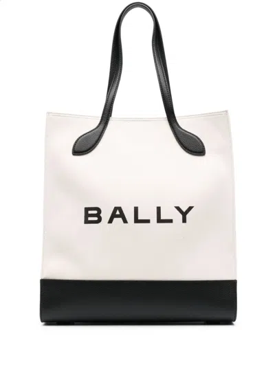 Bally Women Bar Keep On Fabric Tote Bag, Onesize Luxury Totes For Women Darveys In White