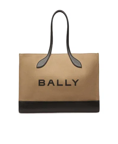 Bally Bar Logo-print Tote Bag In Brown