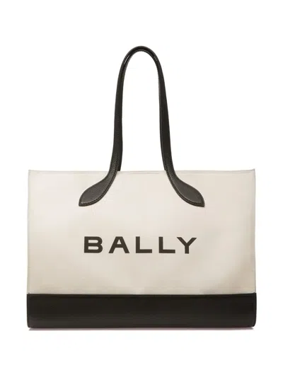 Bally Bar Logo-print Tote Bag In White
