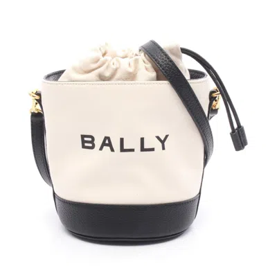 Bally Bar Mini 8 Hours Canvas Leather Shoulder Bag In Neutral