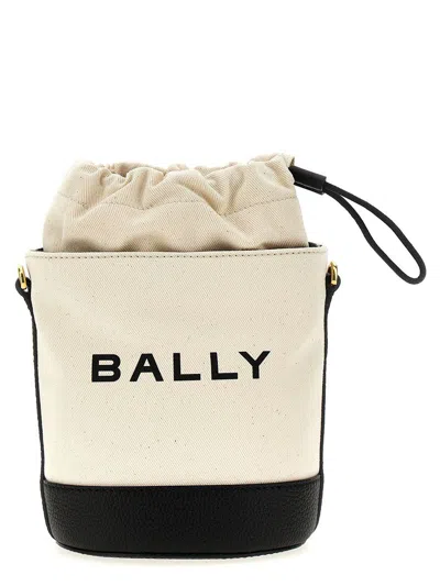 Bally Bar Mini 8 Hours Logo Printed Bucket Bag In Nude