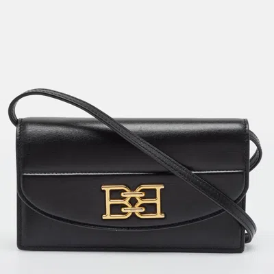 Pre-owned Bally B-chain Black Leather Wallet On Chain