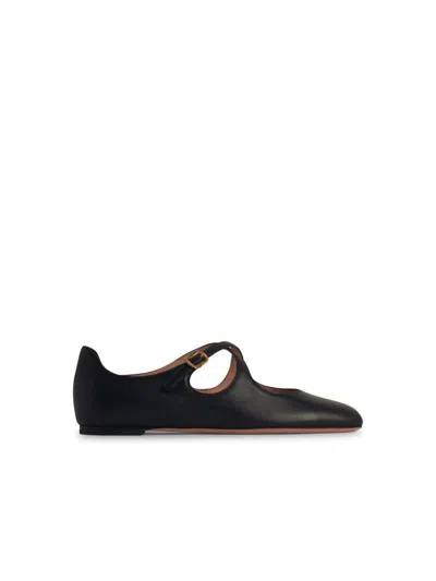 BALLY BALLY 'BELISKA' BLACK LEATHER BALLET FLATS