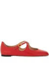 Bally Beliska Cross-strap Leather Ballet Flats In Red