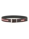 Bally Shiffie Belt With Adjustable Fit And Striped Pattern In Black