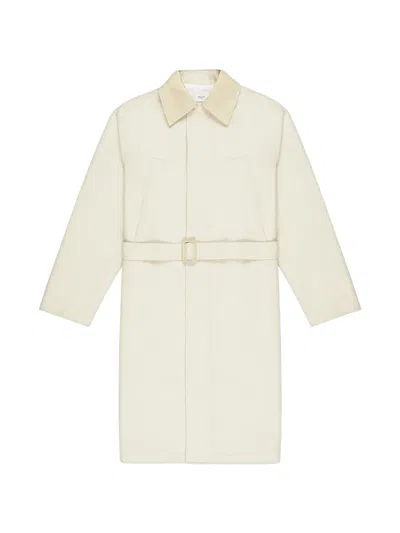 Bally Belted Leather-collar Coat In Neutral