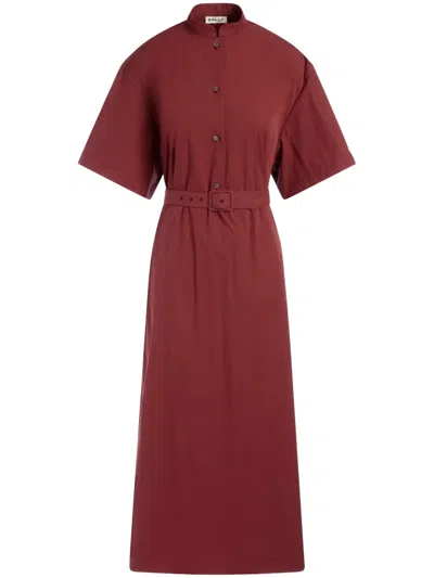 Bally Belted Midi Dress In Rot