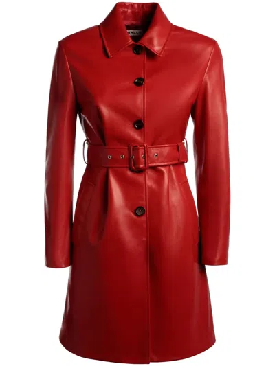 Bally Belted Nappa-leather Coat In Red