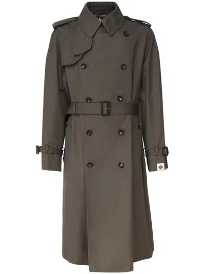 Bally Belted Trench Coat In Green