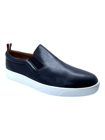 Bally Bently 6230475 Men's Ink Lamb Nappa Leather Sneakers In Blue