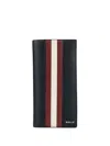 Bally Bi Fold Calf Leather Wallet Black Red