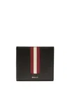 Bally Bi Fold Calf Leather Wallet In Black And Red