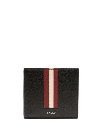 Bally Bi Fold Calf Leather Wallet In Black And Red