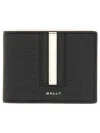 Bally Leather Wallet With Bi-fold Design And Textured Finish In Black