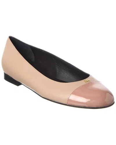 Bally Biely Leather Flat In Neutral