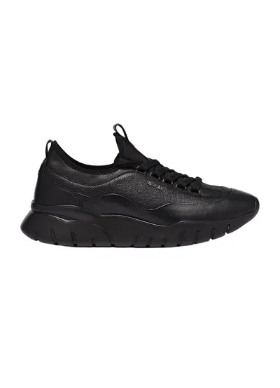 Bally Bikki 6234206 Men's Black Lamb Plain Leather Sneakers Us 6