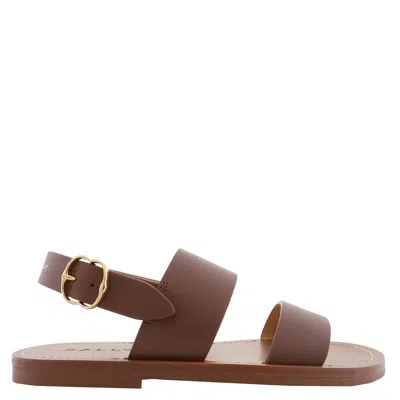Bally Bilki Leather Ankle Strap Flat Sandals In Brown