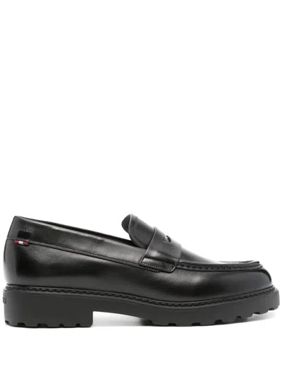 Bally Logo-debossed Leather Loafers In Black