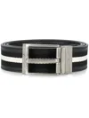 Bally Black And White Leather Stripe Belt