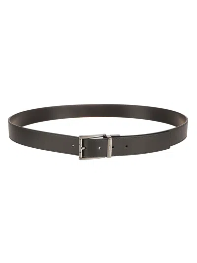 Bally Black Belt With Classic Buckle In Gray