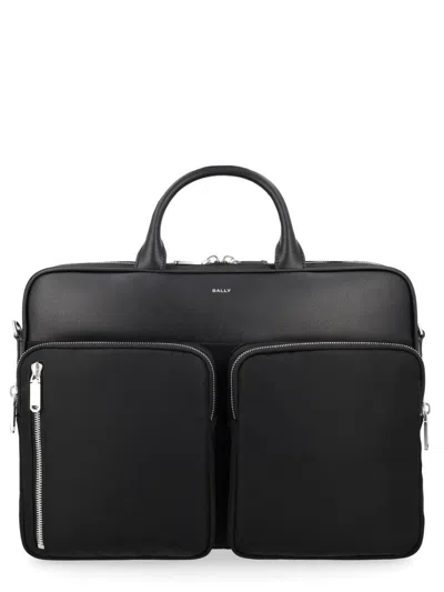 Bally Black Bovine Leather Nylon Polyester Luggage In Purple