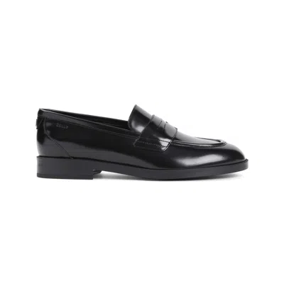 Bally Black Brushed Calf Leather Moccasin