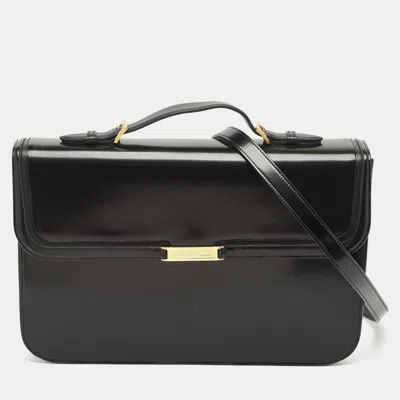Pre-owned Bally Black Brushed Leather Deco' Briefcase
