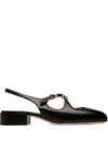 Bally Sandals Leather Slingback Square Toe In Black