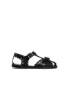 Bally Black Calfskin Leather Sandals With Metal Trim And Buckle Closure In Black