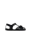 Bally Black Calfskin Leather Sandals With Metal Trim And Buckle Closure In Black