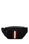 Bally Black Canvas Code Belt Bag In Blackpalladio
