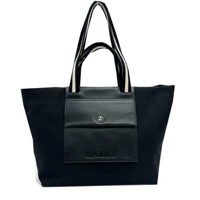 Pre-owned Bally Black Canvas Leather Shoulder Bag Tote Bag ()