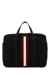 Bally Black Fabric Briefcase