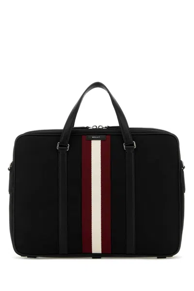 Bally Black Fabric Briefcase