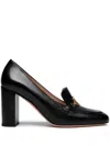 Bally Black Gold-tone Chain Leather Pumps In Black