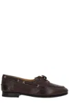 Bally Apron Toe Stacked Heel Loafers With Eyelet Detailing In Ebano50
