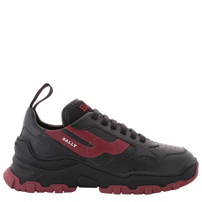 Bally Black Holden Lace-up Sneakers In Red/black