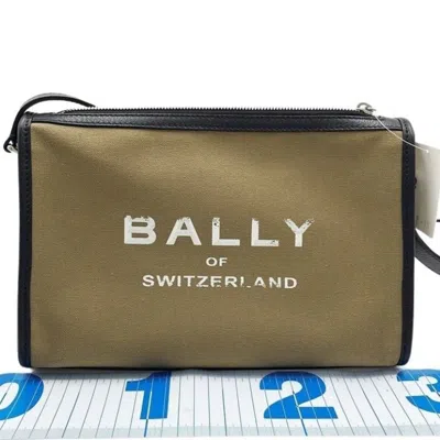 Pre-owned Bally Black Khaki Canvas Handbag Shoulder Bag () In Multi