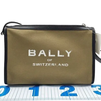Pre-owned Bally Black Khaki Canvas Handbag Shoulder Bag () In Multi
