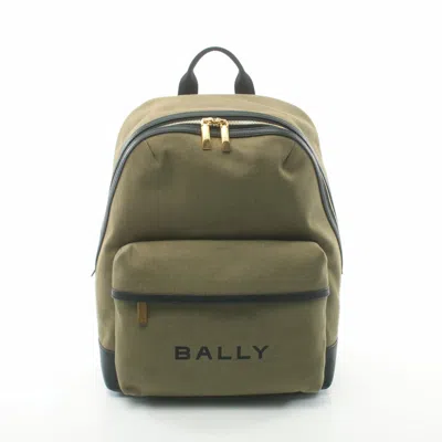 Bally Black Khaki Canvas Leather Backpack In Black, Khaki