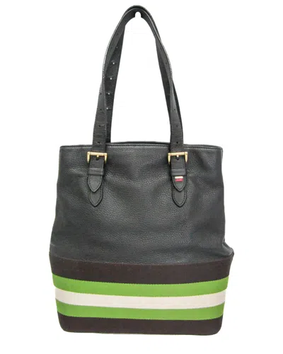 Bally Black Leather And Canvas Tote (authentic Pre-loved)