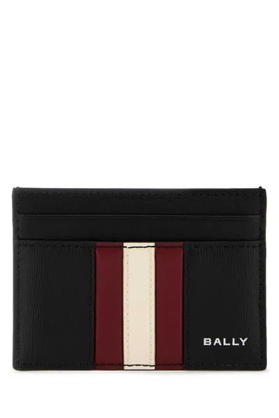 Bally Black Leather Card Holder In Brown