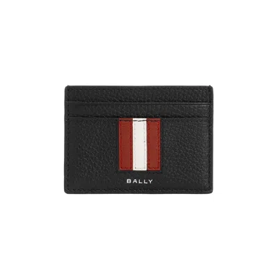 Bally Black Leather Card Holder In Brown