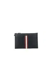 Bally Black Leather Clutch In Blackredbonepall