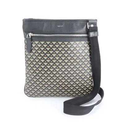 Pre-owned Bally Black Leather Coated Canvas Messenger Bag Shoulder Bag ()