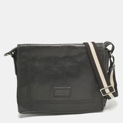 Pre-owned Bally Black Leather Flap Messenger Bag